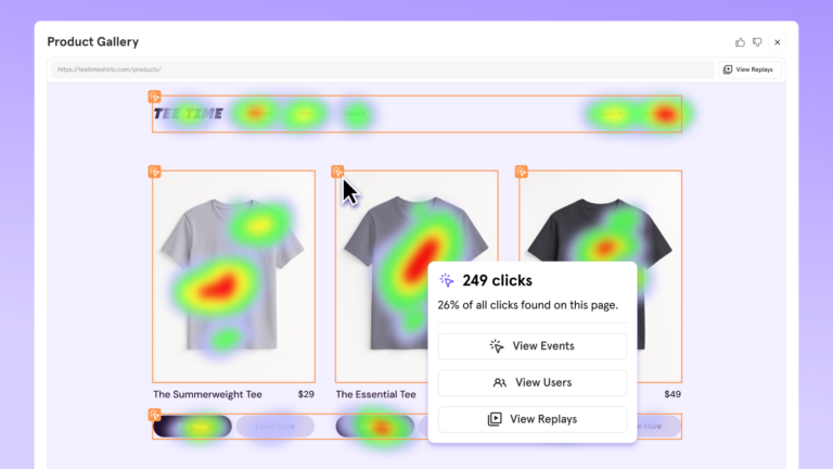 Example how to view session replays from heatmaps in Mixpanel