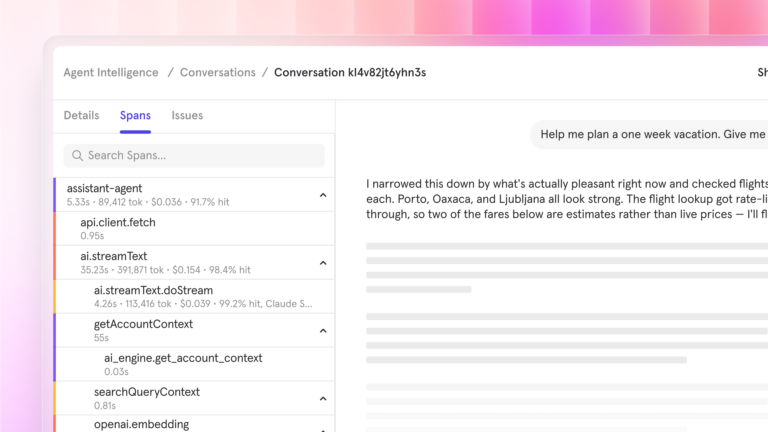 Example of Mixpanel Agent Intelligence and how you can understand what happened inside every conversation, from individual turns down to every tool call.