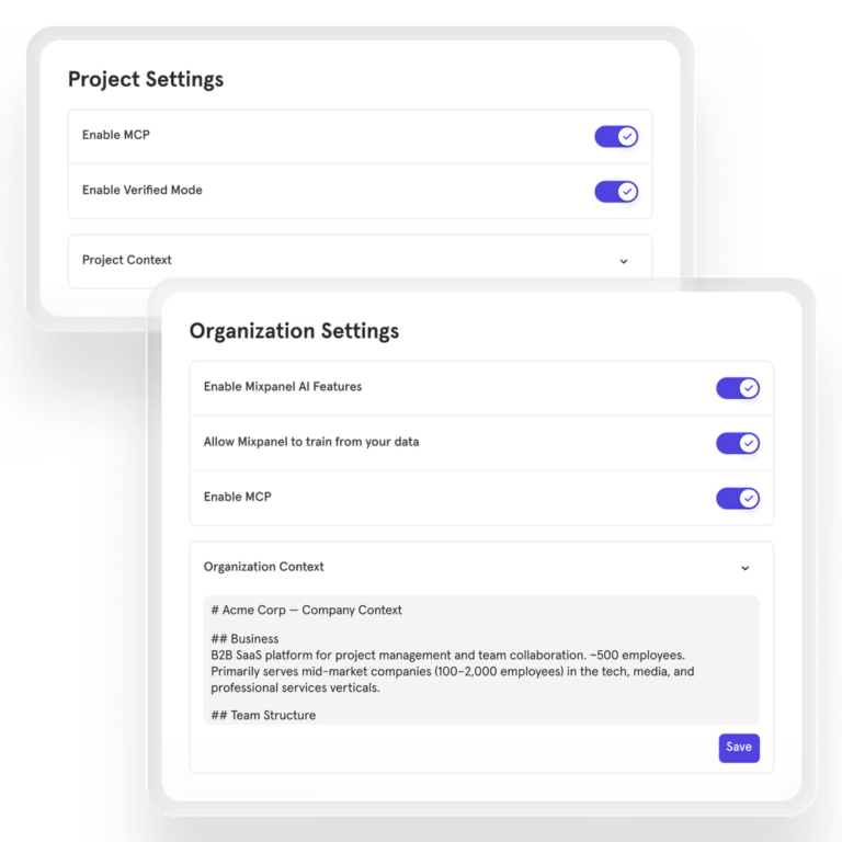 <em><a href="https://mixpanel.com/ai/governance"><em>Mixpanel Agent's </em><strong><em>Context Engine</em></strong></a><em>, a business context layer that gives the agent context for what your events and metrics mean.</em></em>