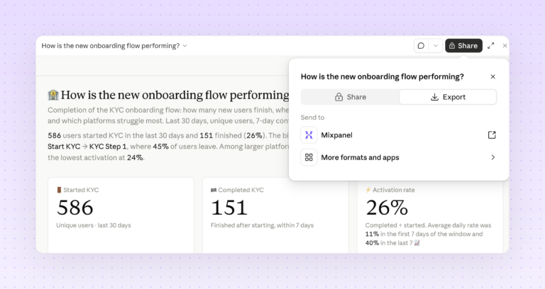 Opening a Claude Dashboard in Mixpanel